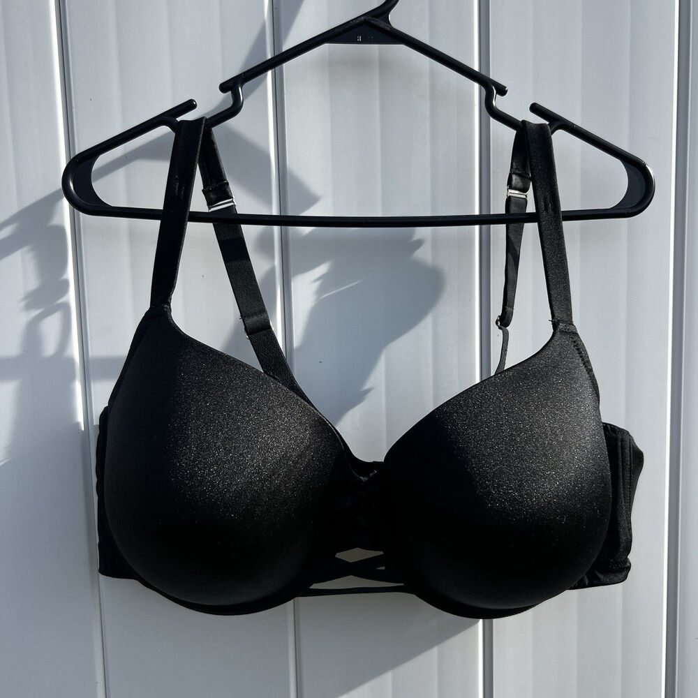Cacique Black Cotton T-Shirt Bra Underwire Full Coverage 44DD Lane Bryant Plus